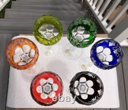 Vintage Nachtmann Traube Wine Hock Crystal Glasses Set Of 6 Rainbow W. Germany