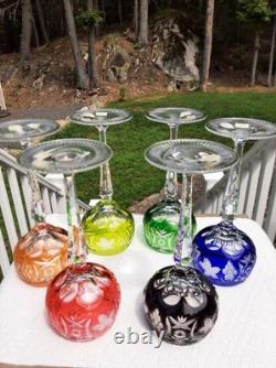 Vintage Nachtmann Traube Wine Hock Crystal Glasses Set Of 6 Rainbow W. Germany