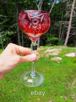 Vintage Nachtmann Traube Wine Hock Crystal Glasses Set Of 6 Rainbow W. Germany