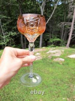 Vintage Nachtmann Traube Wine Hock Crystal Glasses Set Of 6 Rainbow W. Germany