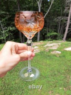 Vintage Nachtmann Traube Wine Hock Crystal Glasses Set Of 6 Rainbow W. Germany