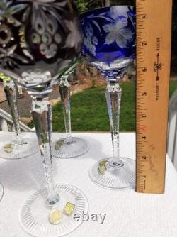 Vintage Nachtmann Traube Wine Hock Crystal Glasses Set Of 6 Rainbow W. Germany