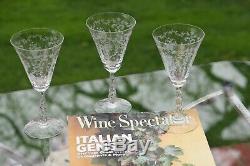 Vintage Needle Etched Wine Glasses, Set of 6, Fostoria, Mayflower, circa 1938