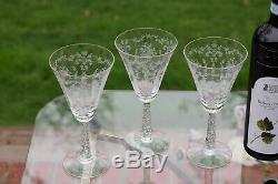 Vintage Needle Etched Wine Glasses, Set of 6, Fostoria, Mayflower, circa 1938