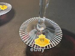 Vintage New German Crystal Cranberry Hand Cut-To-Clear 8.25 Hock Wine Glasses