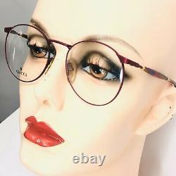 Vintage New Gucci Eyeglasses GG 1330 Wine Red Oversized Round Frames Italy