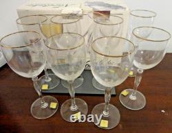 Vintage Noritake Allaire Manor Gold Germany Set Of 8 Water Goblets Wine Glasses