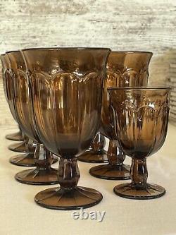 Vintage Noritake Provincial Smokey Brown Water Iced Tea Wine Glasses Goblets