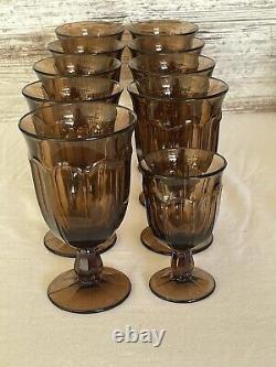 Vintage Noritake Provincial Smokey Brown Water Iced Tea Wine Glasses Goblets