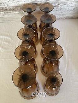 Vintage Noritake Provincial Smokey Brown Water Iced Tea Wine Glasses Goblets