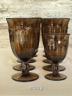 Vintage Noritake Provincial Smokey Brown Water Iced Tea Wine Glasses Goblets