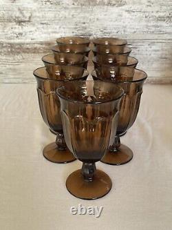 Vintage Noritake Provincial Smokey Brown Water Iced Tea Wine Glasses Goblets