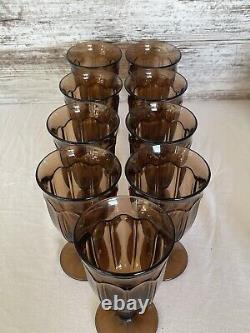 Vintage Noritake Provincial Smokey Brown Water Iced Tea Wine Glasses Goblets