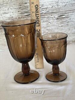 Vintage Noritake Provincial Smokey Brown Water Iced Tea Wine Glasses Goblets