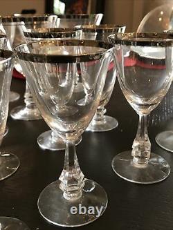 Vintage Noritake Silver Platinum Rim Crystal Glassware Set Wine Champagne Sherry