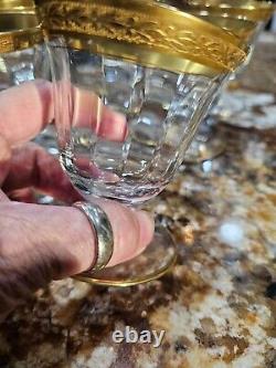 Vintage Optic Cordial Crystal Glass Gold Trimmed, set of 6