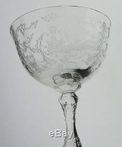 Vintage Optic Flower Basket Etched Wine/champagne Glass Set 10 Stemware