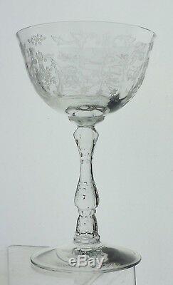 Vintage Optic Flower Basket Etched Wine/champagne Glass Set 10 Stemware