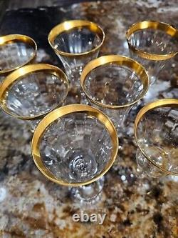 Vintage Optic Wine Crystal Glass Gold Trimmed, set of 7