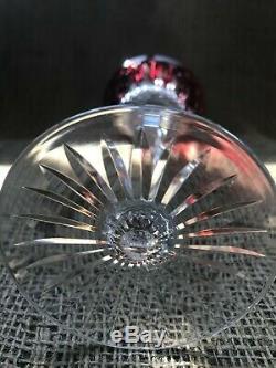 Vintage Pair (2) Saint Louis Crystal France Cut to Clear Tommy Ruby Wine Glass