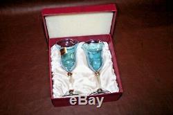 Vintage Pair A. Dal Borgo Fine Murano Art Glass Stemmed Wine Glasses in Orig Box