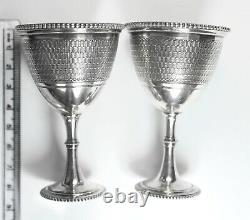 Vintage Pair of 925 St. Silver Wine Glasses Stemware Goblets, 118 Grams