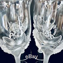 Vintage Paryphee French Crystal Art Glass Wine Glass/Goblet Lilly-Of-Valley 6