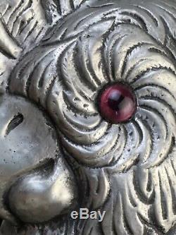 Vintage Pewter Cockatoo Wine Chiller Cooler Ice Bucket with Purple Glass Eyes