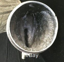 Vintage Pewter Cockatoo Wine Chiller Cooler Ice Bucket with Purple Glass Eyes