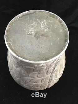 Vintage Pewter Cockatoo Wine Chiller Cooler Ice Bucket with Purple Glass Eyes