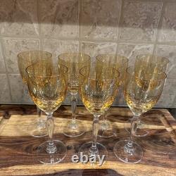 Vintage Pier 1 Imports Amber Iridescent Wine Glasses (Set of 7)
