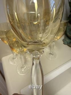 Vintage Pier 1 Imports Amber Iridescent Wine Glasses (Set of 7)