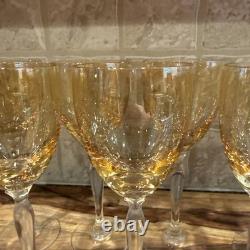 Vintage Pier 1 Imports Amber Iridescent Wine Glasses (Set of 7)