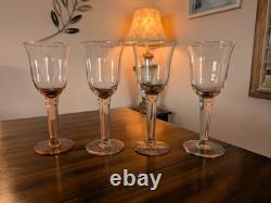 Vintage Pink/Blush Handblown Glass Goblets Set of 8 Thick Stemmed