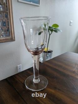 Vintage Pink/Blush Handblown Glass Goblets Set of 8 Thick Stemmed