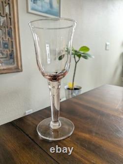 Vintage Pink/Blush Handblown Glass Goblets Set of 8 Thick Stemmed
