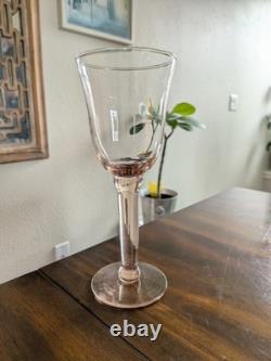 Vintage Pink/Blush Handblown Glass Goblets Set of 8 Thick Stemmed