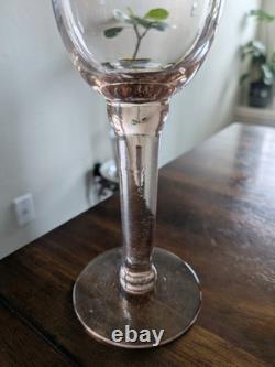 Vintage Pink/Blush Handblown Glass Goblets Set of 8 Thick Stemmed