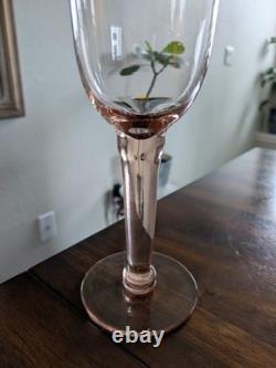 Vintage Pink/Blush Handblown Glass Goblets Set of 8 Thick Stemmed
