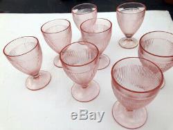 Vintage Pink Depression Glass line small Goblets Stemmed Lot of 10