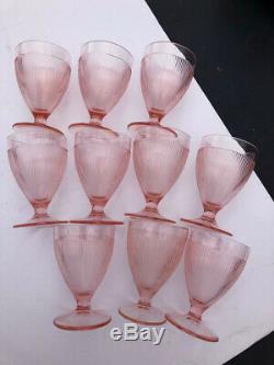 Vintage Pink Depression Glass line small Goblets Stemmed Lot of 10