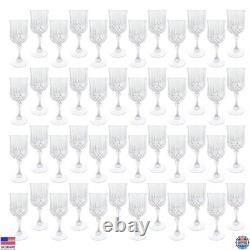 Vintage Plastic Wine Glasses, Goblets for Weddings & Parties, 48 Pack, Clear