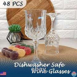 Vintage Plastic Wine Glasses, Goblets for Weddings & Parties, 48 Pack, Clear