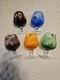 Vintage Polish Crystal Cut to Clear Colored Set of 5 Wine Stem Glasses