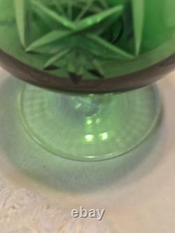 Vintage Polish Crystal Cut to Clear Colored Set of 5 Wine Stem Glasses