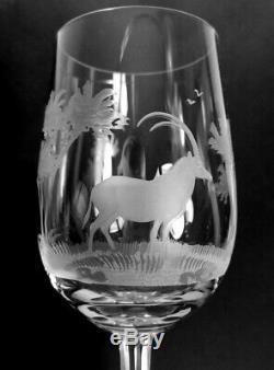 Vintage Queen Lace Cut Crystal Wine Decanter & Glass Set Kenyan African Wildlife