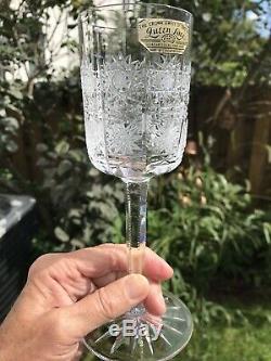 Vintage Queens Lace Hand Made Crystal Wine Glasses Czechoslovakia Tag Set of 5