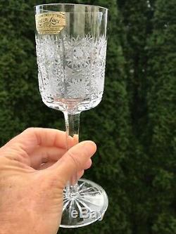 Vintage Queens Lace Hand Made Crystal Wine Glasses Czechoslovakia Tag Set of 5