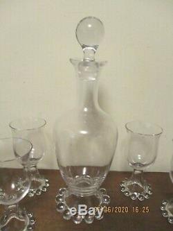 Vintage RARE Imperial Glass Candlewick Decanter WithStopper & RARE 5 Wine Glasses