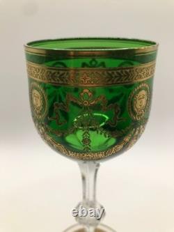 Vintage RARE Saint Louis Gold Gilt Crystal Green Claret Wine Glass Congress